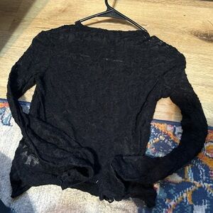 SHEIN Black Lace Long Sleeve Top